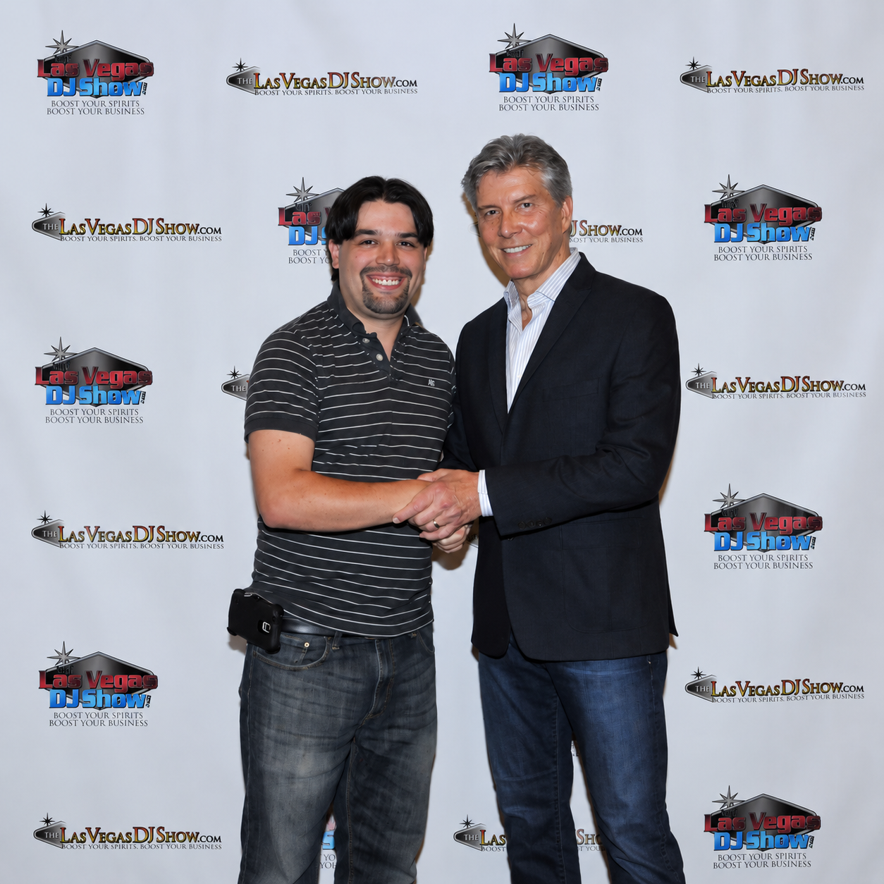 Professional handshake at the Las Vegas DJ Show with Michael Buffer